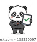一隻熊貓角色拿著平板電腦 138320097