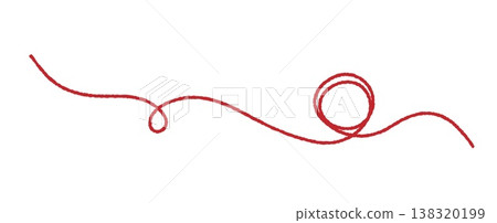 Red wool thread twisted into heart with thin line. Hand drawn illustration for love concept and decorative element. 138320199