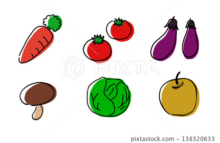蔬果的塗鴉彩色插圖 138320633