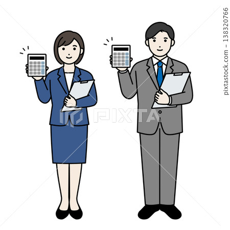 A business person standing with a calculator 138320766