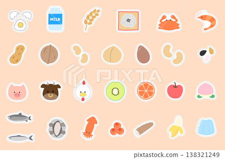 過敏原插圖集 | 手繪貼紙風格 過敏原插圖集 | 手繪貼紙風格 138321249