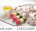 Three-colored dango (Japanese sweets), dango, hanami dango (cherry blossom viewing dango) 138321685