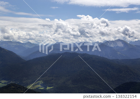 Panorama view from mountain Jochberg in Bavaria, Germany Panorama view from mountain Jochberg in Bavaria, Germany 138322154
