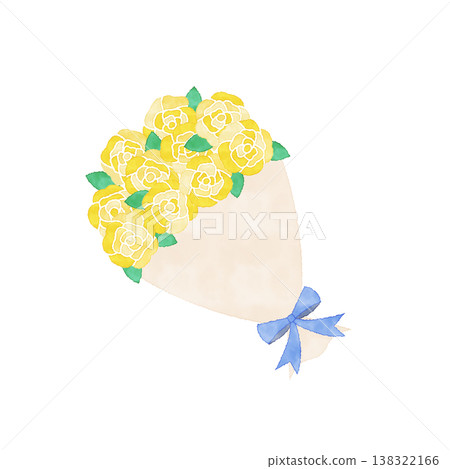 水彩風格的黃色玫瑰花束,斜向構圖花卉插畫素材。 水彩風格的黃色玫瑰花束,斜向構圖花卉插畫素材。 138322166