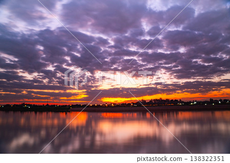 Evening Skyline Along the Mekong River Evening Skyline Along the Mekong River 138322351