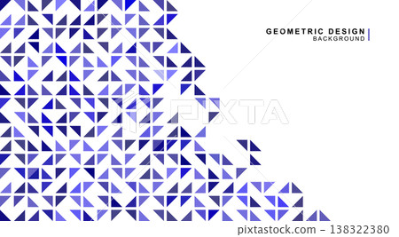 由三角形組成的藍色幾何背景素材。 138322380