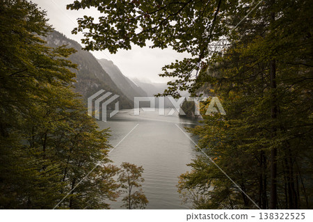 Lake Konigssee in autumn, Bavaria, Germany Lake Konigssee in autumn, Bavaria, Germany 138322525