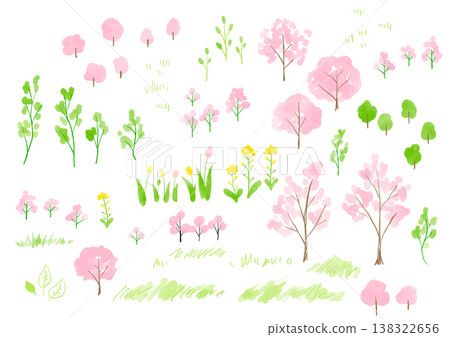 春季植物與櫻花樹插圖集(水彩手繪插圖) 春季植物與櫻花樹插圖集(水彩手繪插圖) 138322656