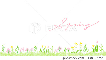 色彩繽紛的春花水彩插畫（背景插畫） 138322754