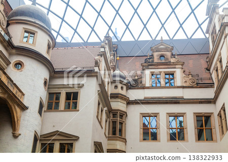 Small Courtyard of Dresden Castle with Modern Glass Roof 138322933