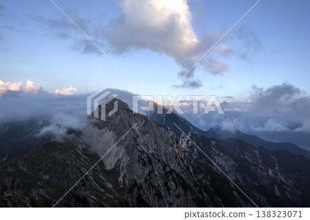 Panoramic view Freyungen mountains from Nordlinger hut on Karwendel Hohenweg, Austria Panoramic view Freyungen mountains from Nordlinger hut on Karwendel Hohenweg, Austria 138323071