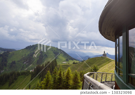 View from Wallberg  mountain to Setzberg mountain, Bavaria, Germany 138323098
