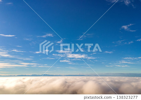 Aerial view from above of white puffy clouds in bright sunny day. Aerial view from above of white puffy clouds in bright sunny day. 138323277