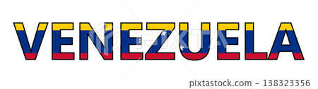 Venezuela word with flag design. Venezuela flag sign. Venezuela flag Typography with flag. flat style. 138323356