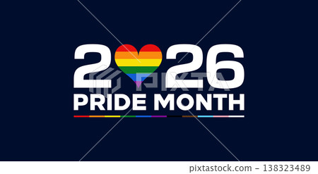 2026 Pride Month background, LGBTQIA text banner 2026 Pride Month background, LGBTQIA text banner 138323489