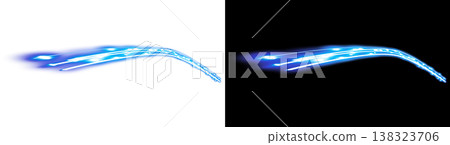 Abstract blue light trail effect assets with transparent and black backgrounds. Abstract blue light trail effect assets with transparent and black backgrounds. 138323706