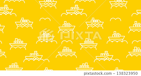 海面上船隻和波浪的重複圖案向量圖 海面上船隻和波浪的重複圖案向量圖 138323950