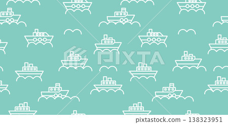 Ship and wave pattern material Ship and wave pattern material 138323951