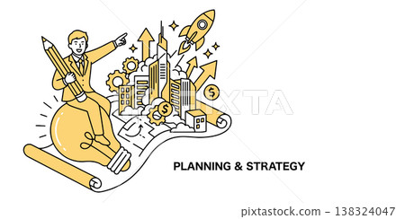 構想與計畫：描繪企業未來成長與發展的插畫。 138324047