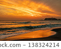 The sunset over the sea and Enoshima Island 138324214