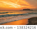 The sunset over the sea and Enoshima Island 138324216