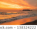 The sunset over the sea and Enoshima Island 138324222