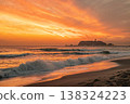The sunset over the sea and Enoshima Island 138324223