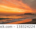 The sunset over the sea and Enoshima Island 138324224