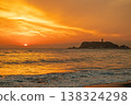 The sunset over the sea and Enoshima Island 138324298