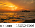 The sunset over the sea and Enoshima Island 138324306