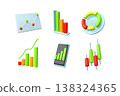 3D infographic icons. Shopping sale chart. Finance marketing or success investment graph. Strategy infochart. Histogram statistic. Information diagram. Vector analytic render icons set 138324365