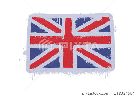 Grunge flag of United United Kingdom with spray paint stroke on transparent background. Street art rough textured vector illustration. Grunge flag of United United Kingdom with spray paint stroke on transparent background. Street art rough textured vector illustration. 138324594