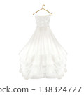 Illustration of a wedding dress with a lace bustier and tulle skirt. 138324727