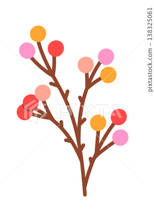 Berry branch with round fruit on thin twigs, clean shapes and smooth lines Berry branch with round fruit on thin twigs, clean shapes and smooth lines 138325061