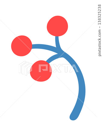 Berry branch with three round fruit on curved stem, bold shapes and clean lines Berry branch with three round fruit on curved stem, bold shapes and clean lines 138325238