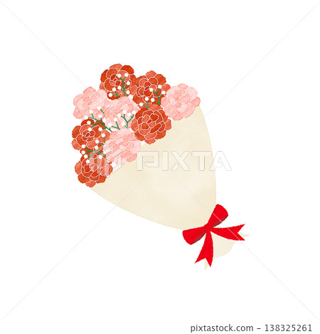 Watercolor-style illustration of a bouquet of carnations arranged diagonally. Simple floral material. Watercolor-style illustration of a bouquet of carnations arranged diagonally. Simple floral material. 138325261