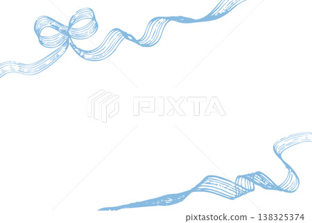 手繪耙形斜紋緞帶框，淺藍色 138325374