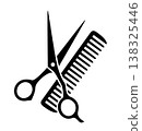 Hair salon icon, hairdresser scissors and comb, barbershop logo 138325446