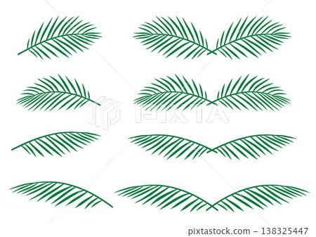Green palm leaves branches set silhouettes borders dividers Green palm leaves branches set silhouettes borders dividers 138325447