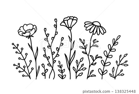 Floral pattern, wildflowers bundle 138325448