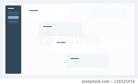 Sidebar layout with navigation and content panels, staggered stack composition, and premium modern interface background for web systems 138325458
