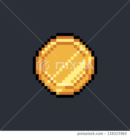 Pixel gold coin simple retro icon Pixel gold coin simple retro icon 138325965
