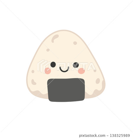 Onigiri icon illustration for food cartoon design and isolated vector asian. Art cute rice for restaurant japan onigiri and white graphic sushi. Onigiri menu character for food healthy icon 138325989