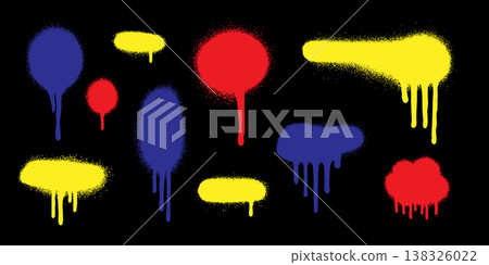 Paint splash texture with spray vector black and splatter drip background. Isolated grunge art with brush paint abstract and stain graffiti graphic. Design effect paint with street set spray Paint splash texture with spray vector black and splatter drip background. Isolated grunge art with brush paint abstract and stain graffiti graphic. Design effect paint with street set spray 138326022