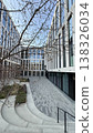Modern courtyard in Prague with clear blue sky and trees in early spring 138326034