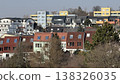 View of residential buildings in Prague with a mix of colors and styles during clear weather in the city 138326035