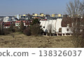 View of residential area in Prague with buildings under clear sky and trees in spring season 138326037