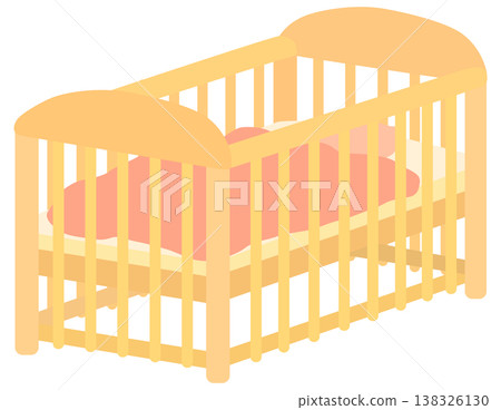 簡易木製嬰兒床插圖(向量圖) 簡易木製嬰兒床插圖(向量圖) 138326130