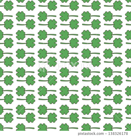 Four-leaf clover seamless pattern. Nature botanical element, decorative template with lucky symbol. Print for fabric, wrapping, wallpaper, vector background Four-leaf clover seamless pattern. Nature botanical element, decorative template with lucky symbol. Print for fabric, wrapping, wallpaper, vector background 138326178