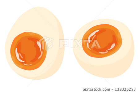 半熟雞蛋橫斷面的向量圖。 138326253